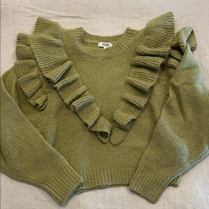 Sage Green Ruffle Sweater